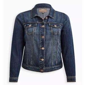 Torrid Women Classic Trucker Jacket Medium‎ Blue Retro Boho Western Cowgirl 00/M